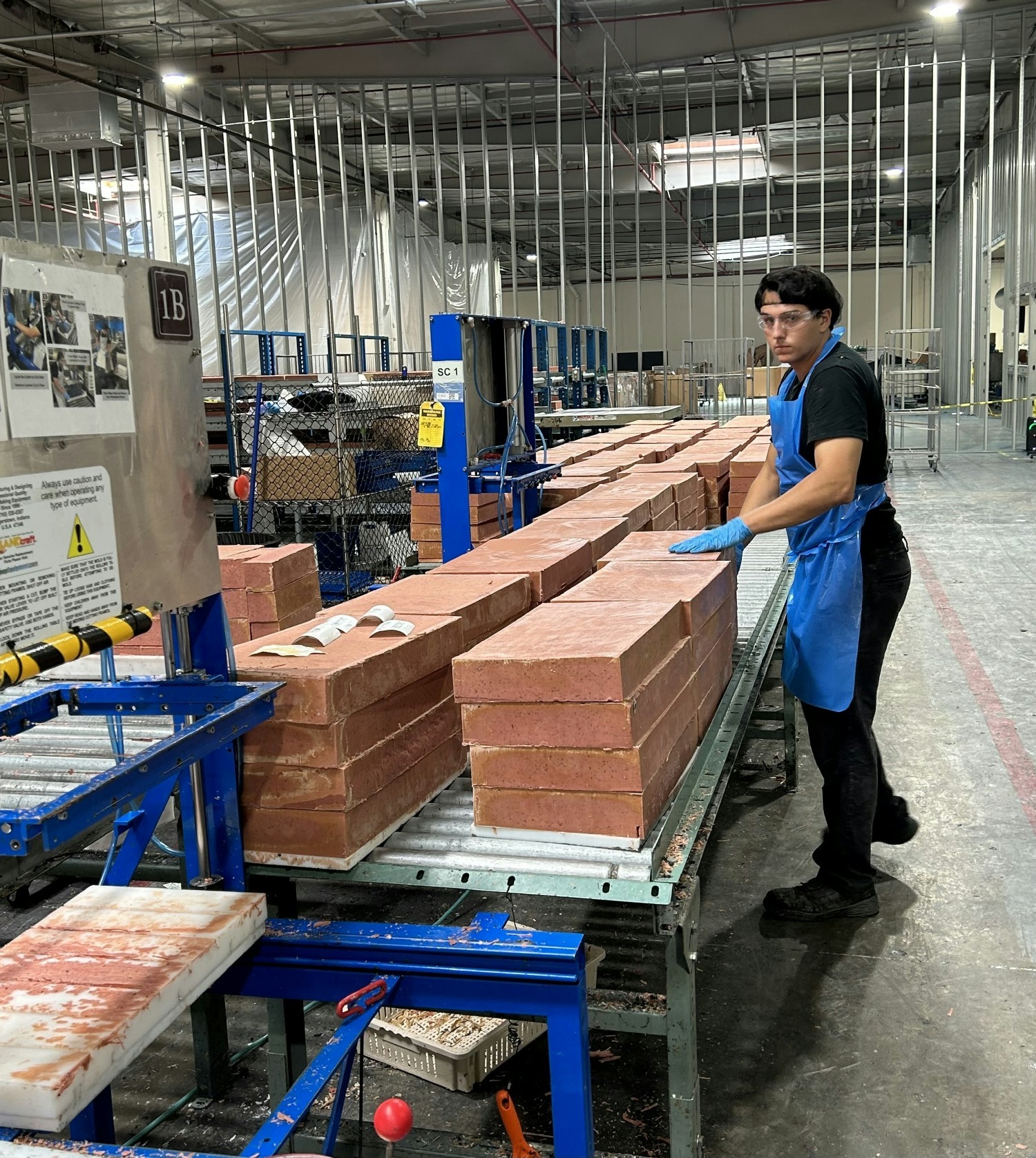 Soap slabs before they are cut at Bricc House Manufacturing in Brea, CA. 