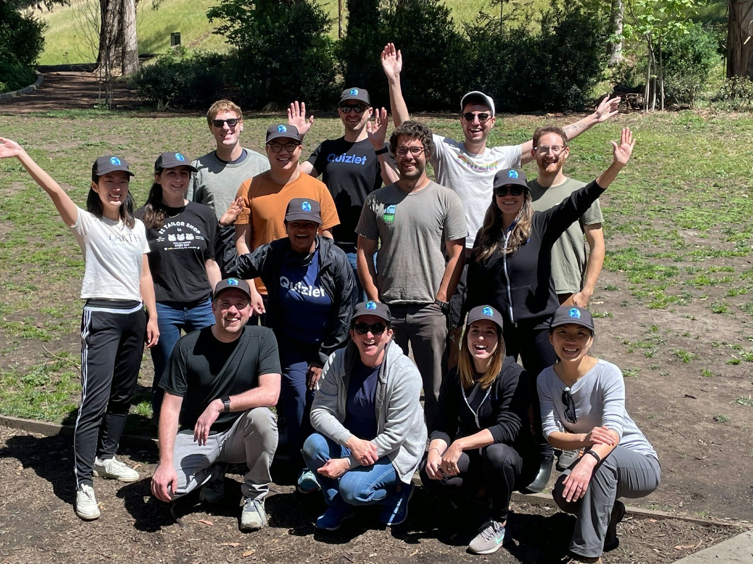 Quizlet team celebrating Earth Day with a park clean up.