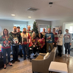 Ugly Sweater celebration at our Aurora Branch