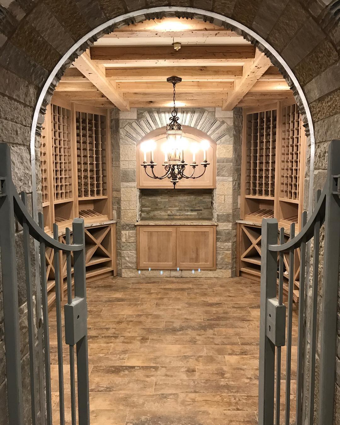 Custom wine cellar.