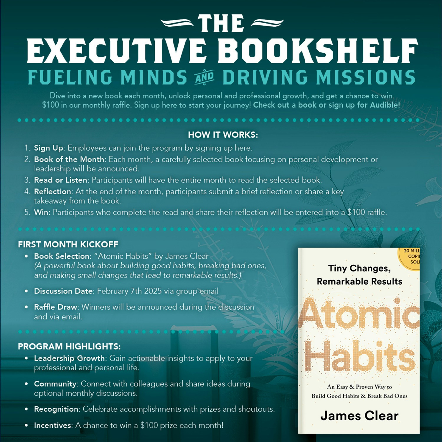 The Executive Bookshelf: Our monthly book club to grow, connect, and win a giftcard! 📚✨