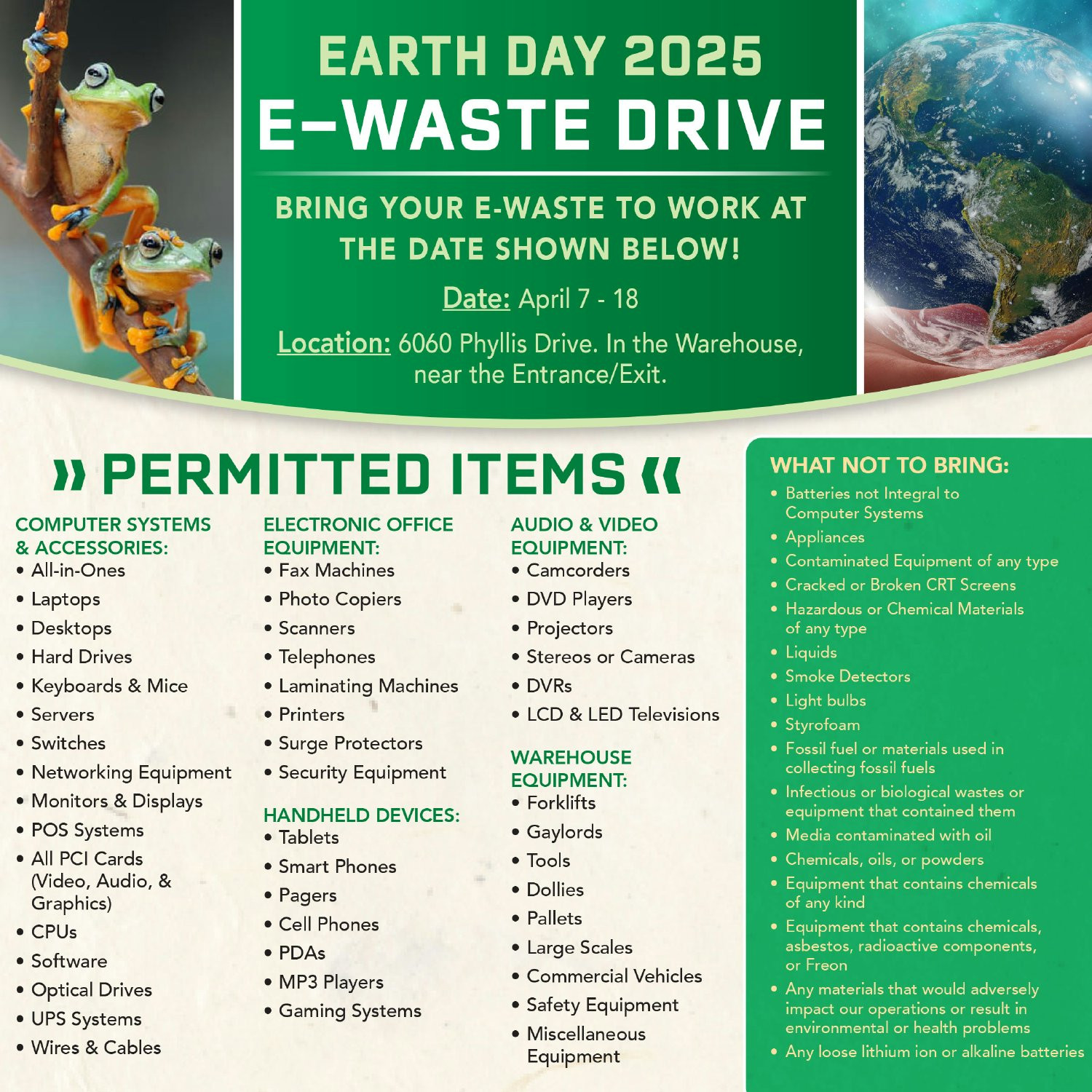 Fourth Annual Earth Day  E-Waste Drive@MMT! 🌎♻️ 
