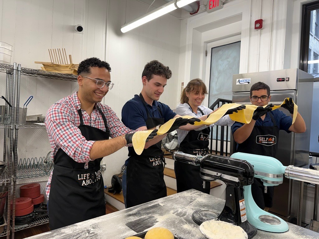 Pasta, Tiramisu and fun were all on the menu during the Boston office team building event.