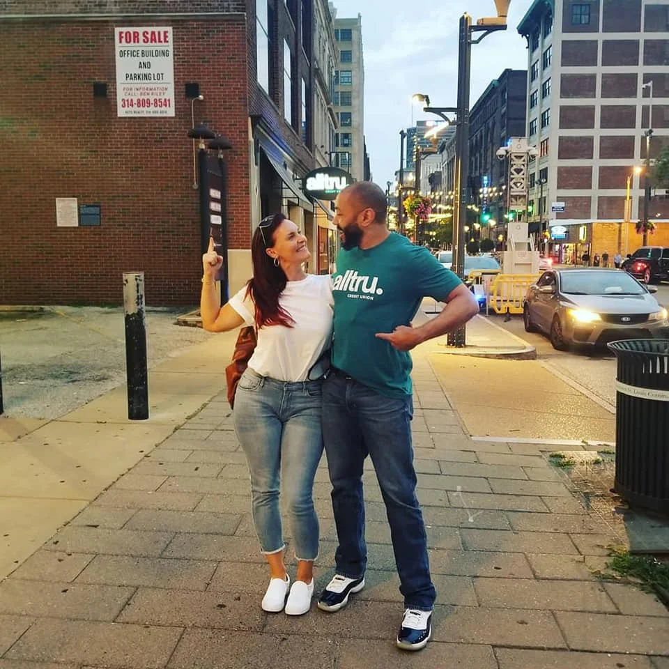 Members, Tracy Verner and Craig Mayfield, outside our Downtown branch.