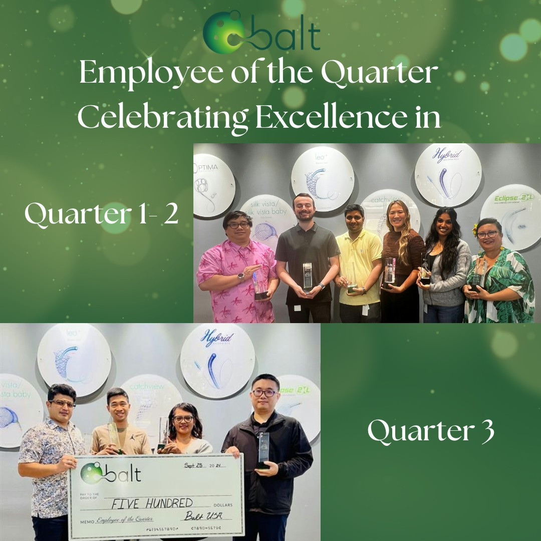 Each quarter in 2024, outstanding employees are recognized for their exceptional contributions, dedication, and embodiment of BALT values. These awards are peer-nominated and voted upon by the US leadership team, celebrating those who go above and beyond in their roles.