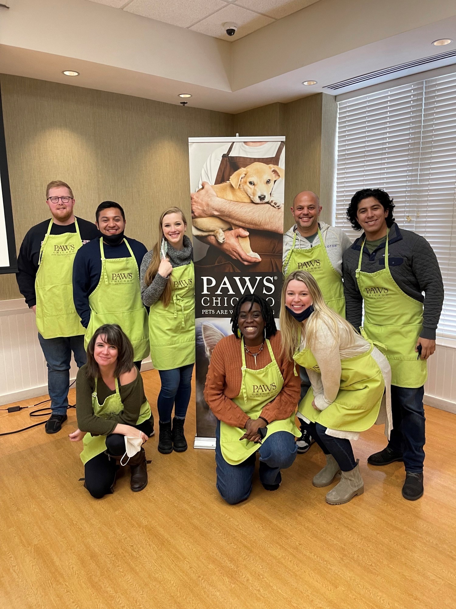 Doing it FUR the pets! Credico volunteered at PAWS Chicago, a local no-kill animal shelter, to help clean and organize.