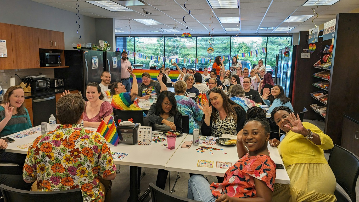 The Pride ERG hosting bingo during Pride Month. 