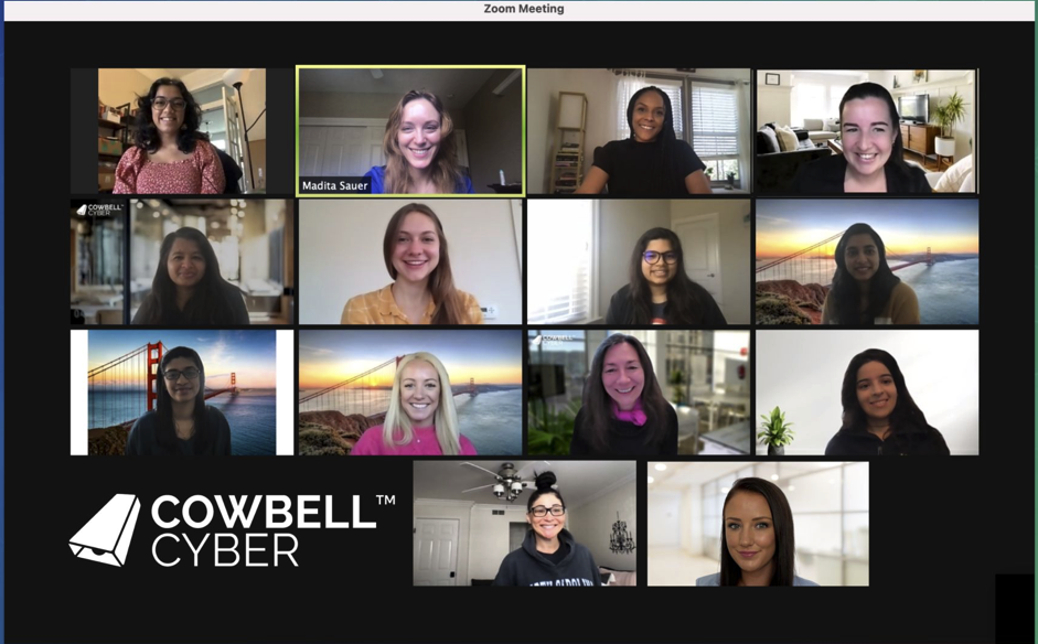 All of Cowbell's ladies were enjoying International Women's Day during a Zoom Call.