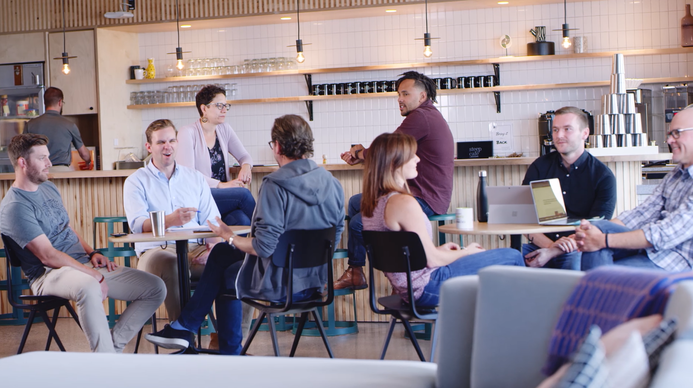 Matillion team in common space at Denver headquarters.