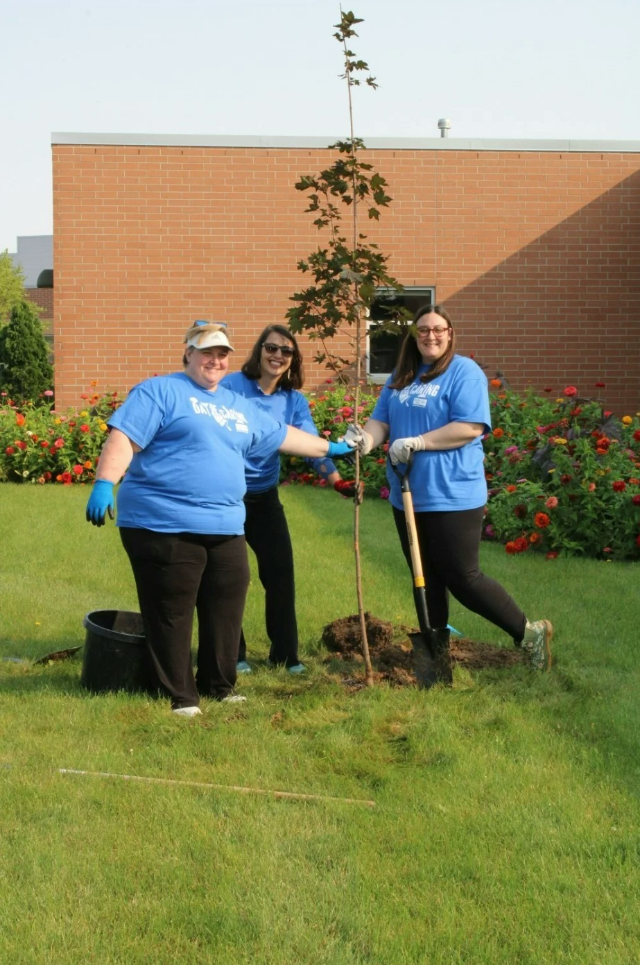 BHCCU staff planting trees for United Way's annual Day of Caring.