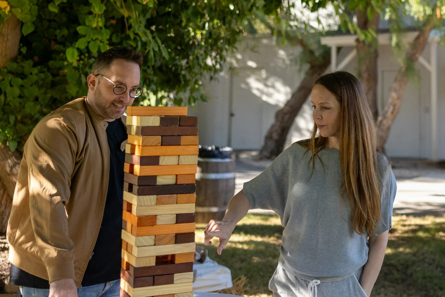 Team members playing games