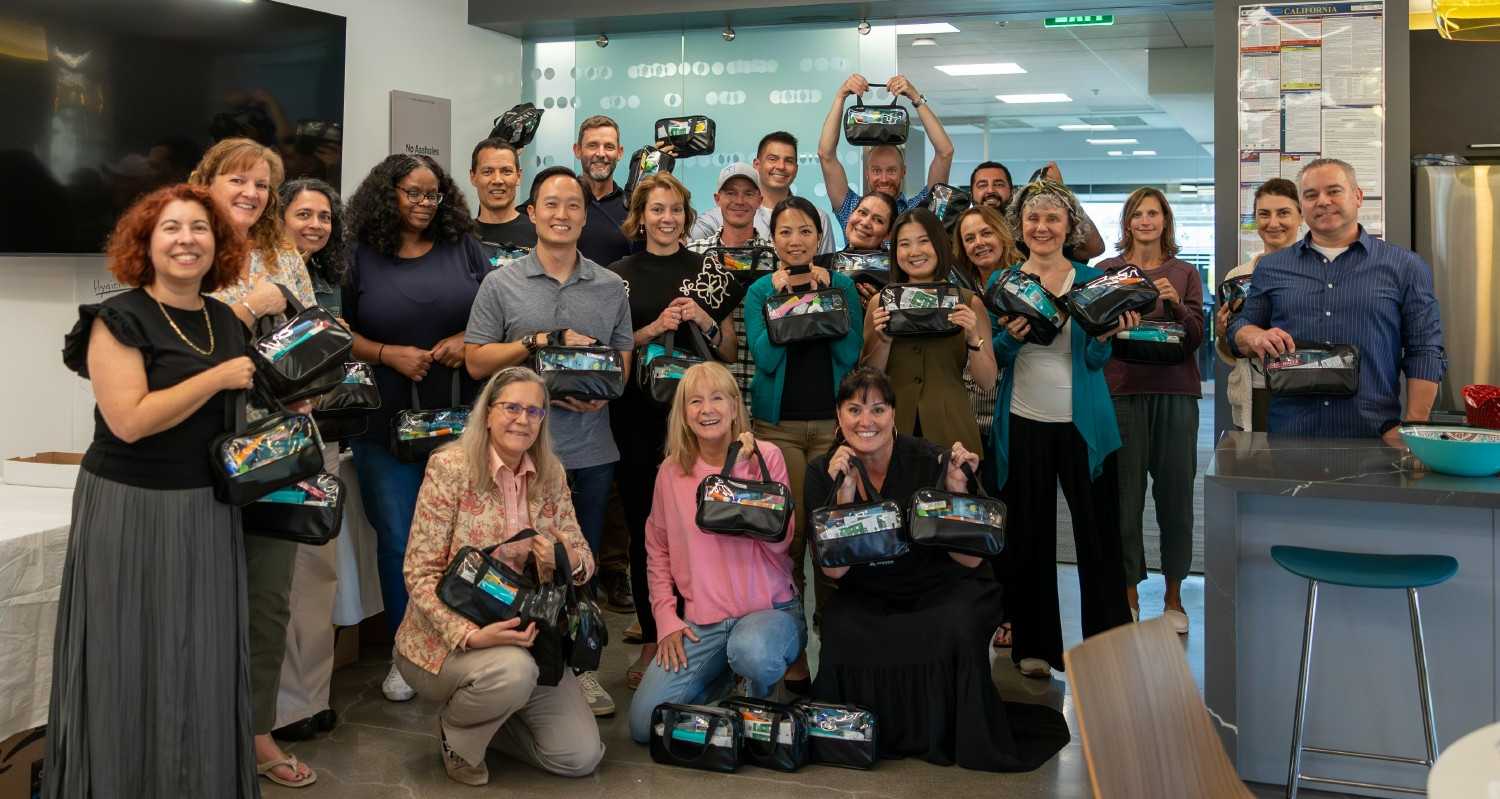 Arcutis team members stuffing and donating backpacks to support local organizations