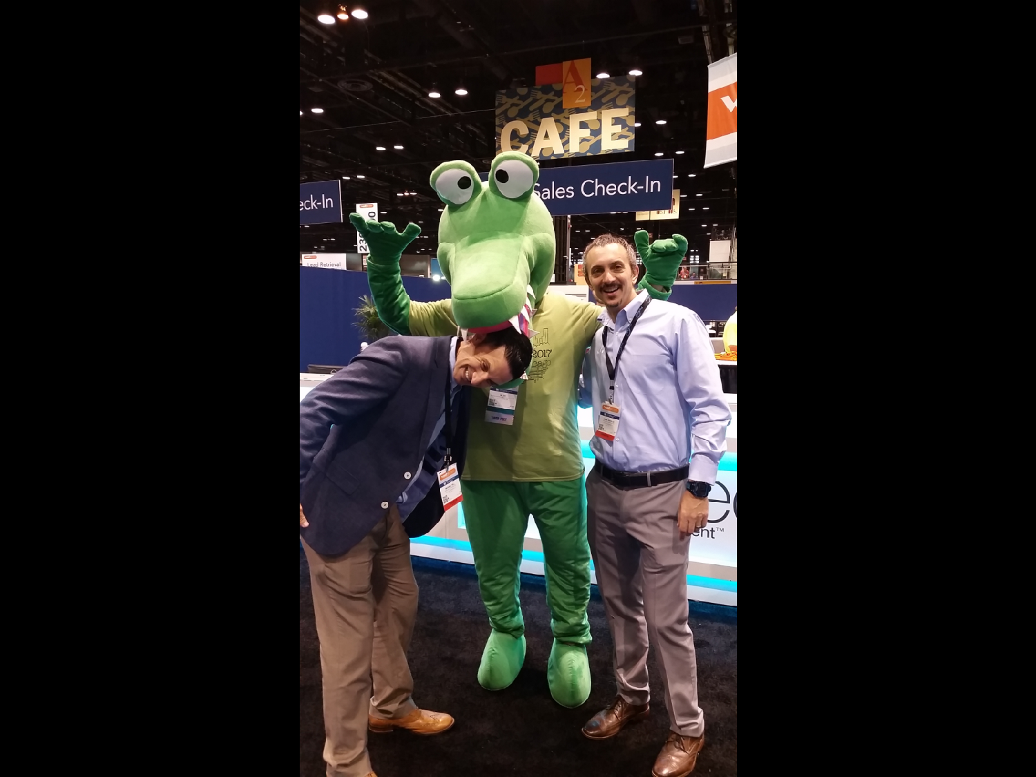 Michael Hill, President/CEO,  having some fun at a conference by showing he is not afraid of a bite from a gator. ; )