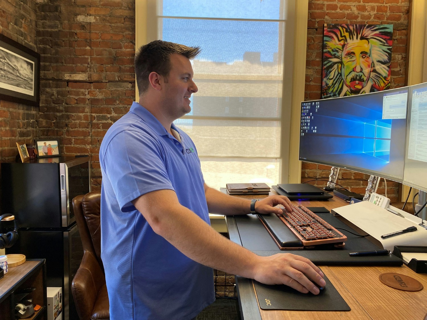 Jacob Corlyon, CEO and co-founder of CCMR3, in his office at the CCMR3 headquarters located in downtown Syracuse, NY. 