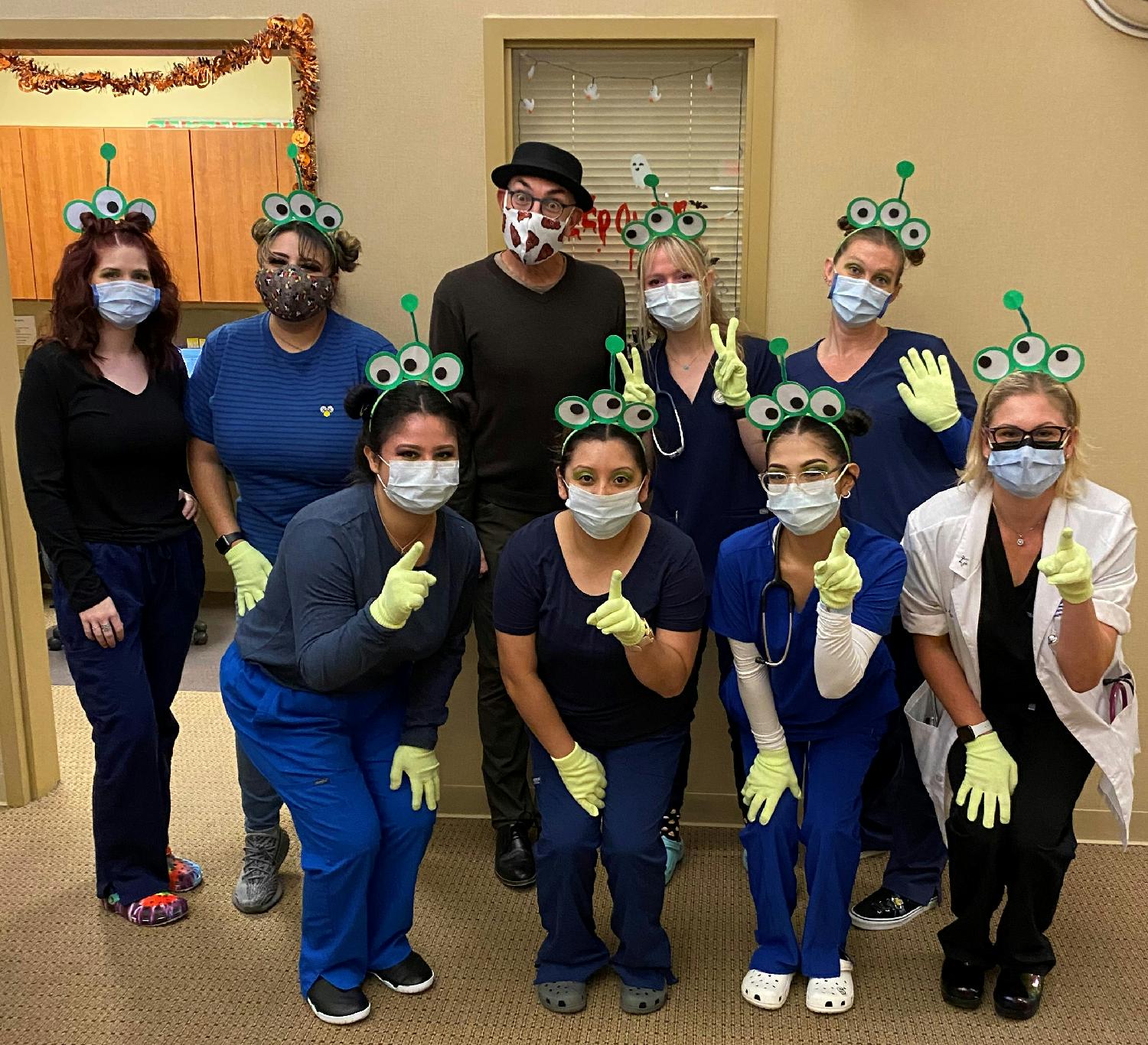  south clinic staff and physicians celebrating Halloween dress up day 