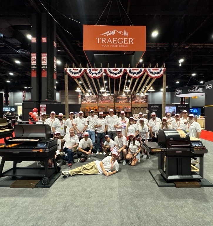 Traeger's popular booth at one of multiple trade shows we attend