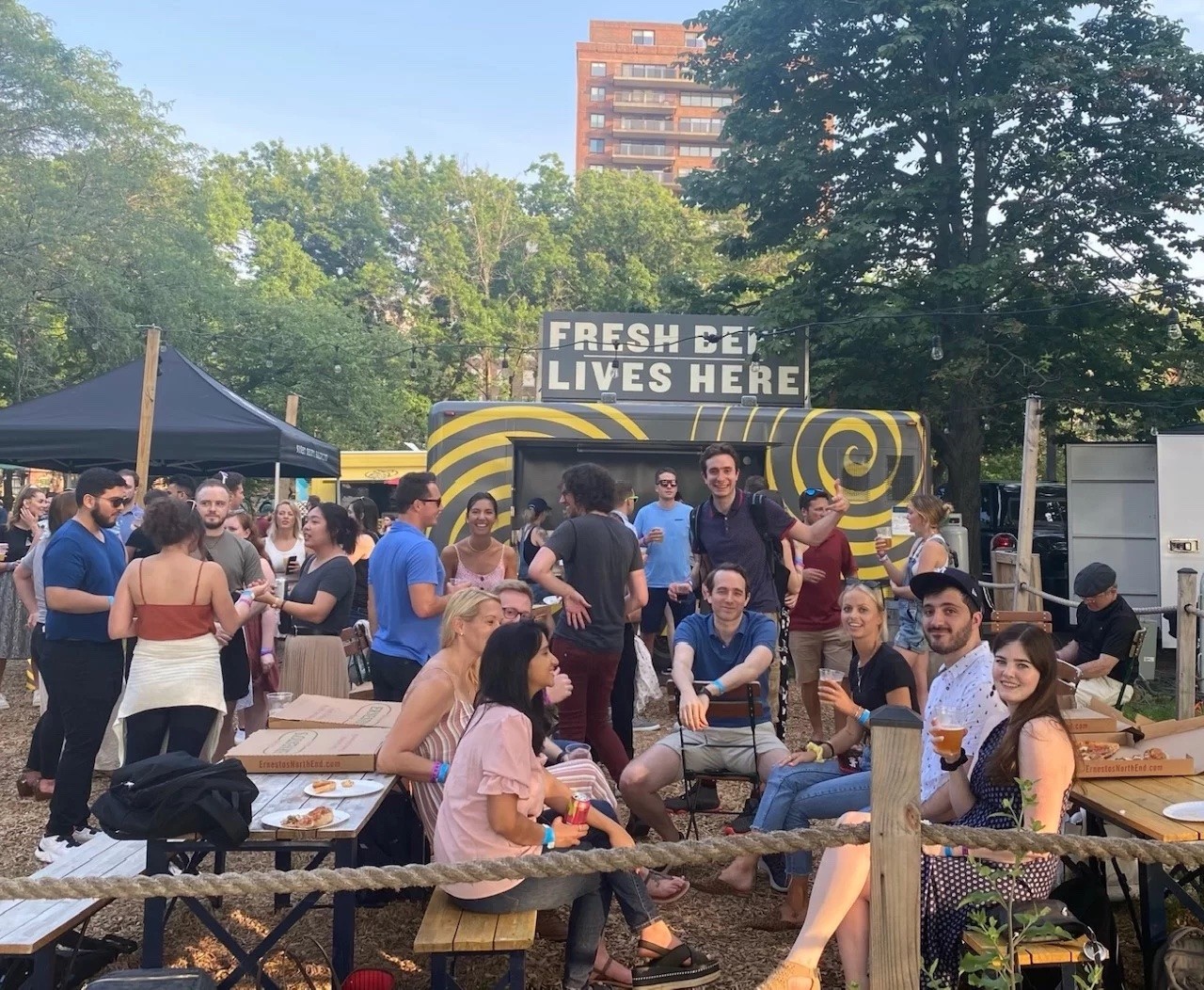 Celebrating Summer Friday's on Boston's Esplanade.