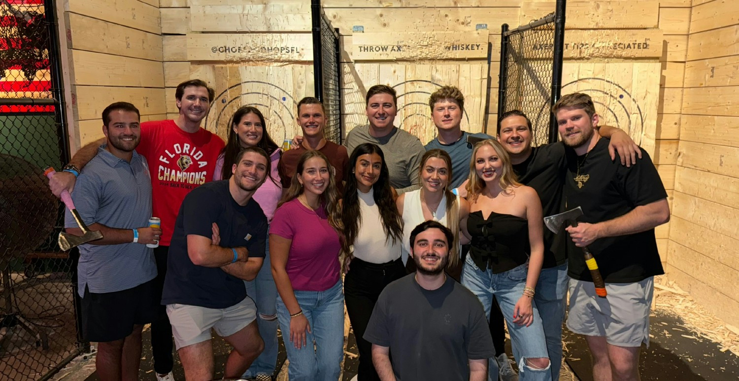 Axe throwing with Team Fort Lauderdale for a fun team bonding outing! 