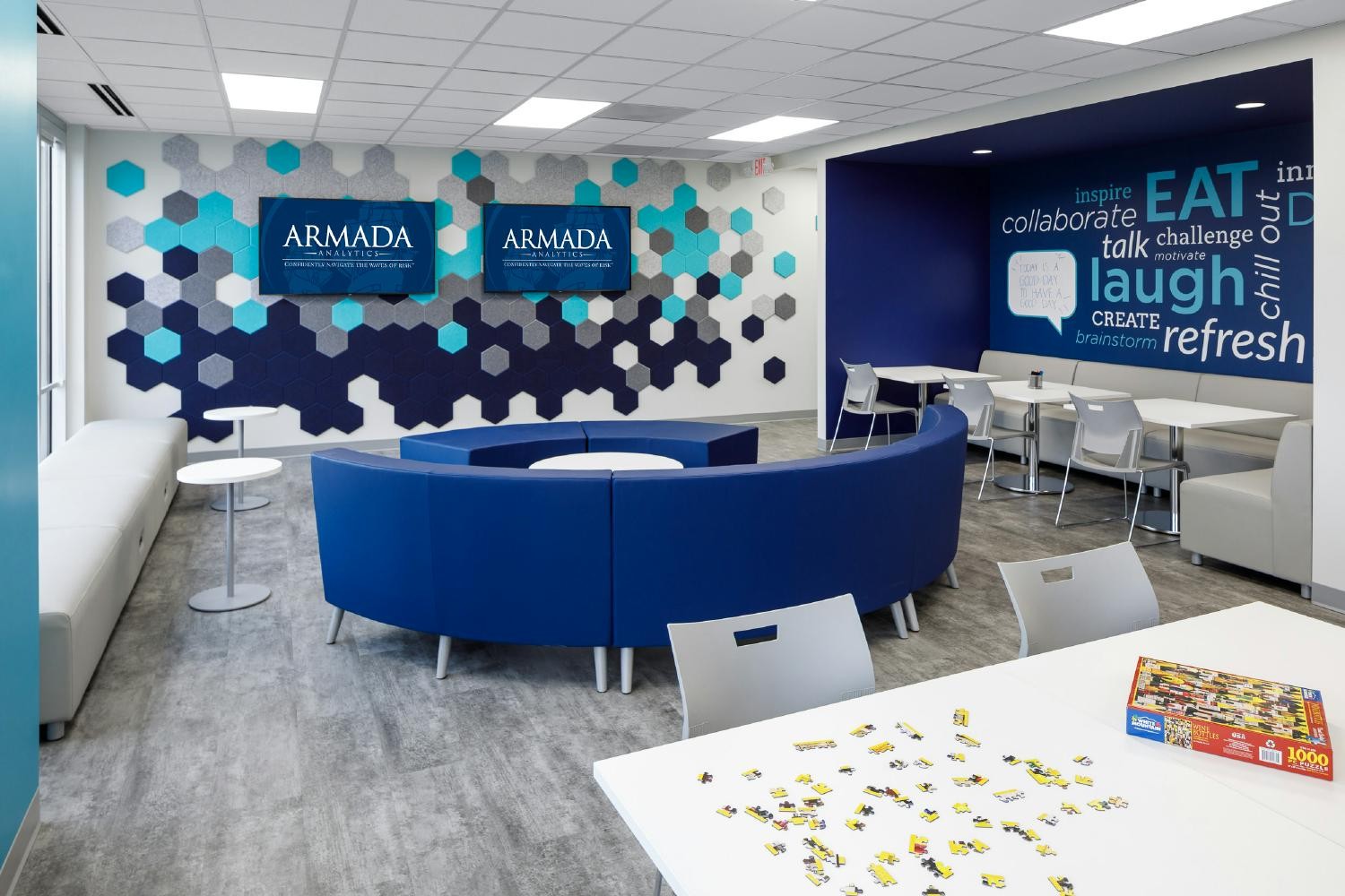 Armada's HQ Collision Space, used to unwind, take a break, work away from your desk, and have company events.