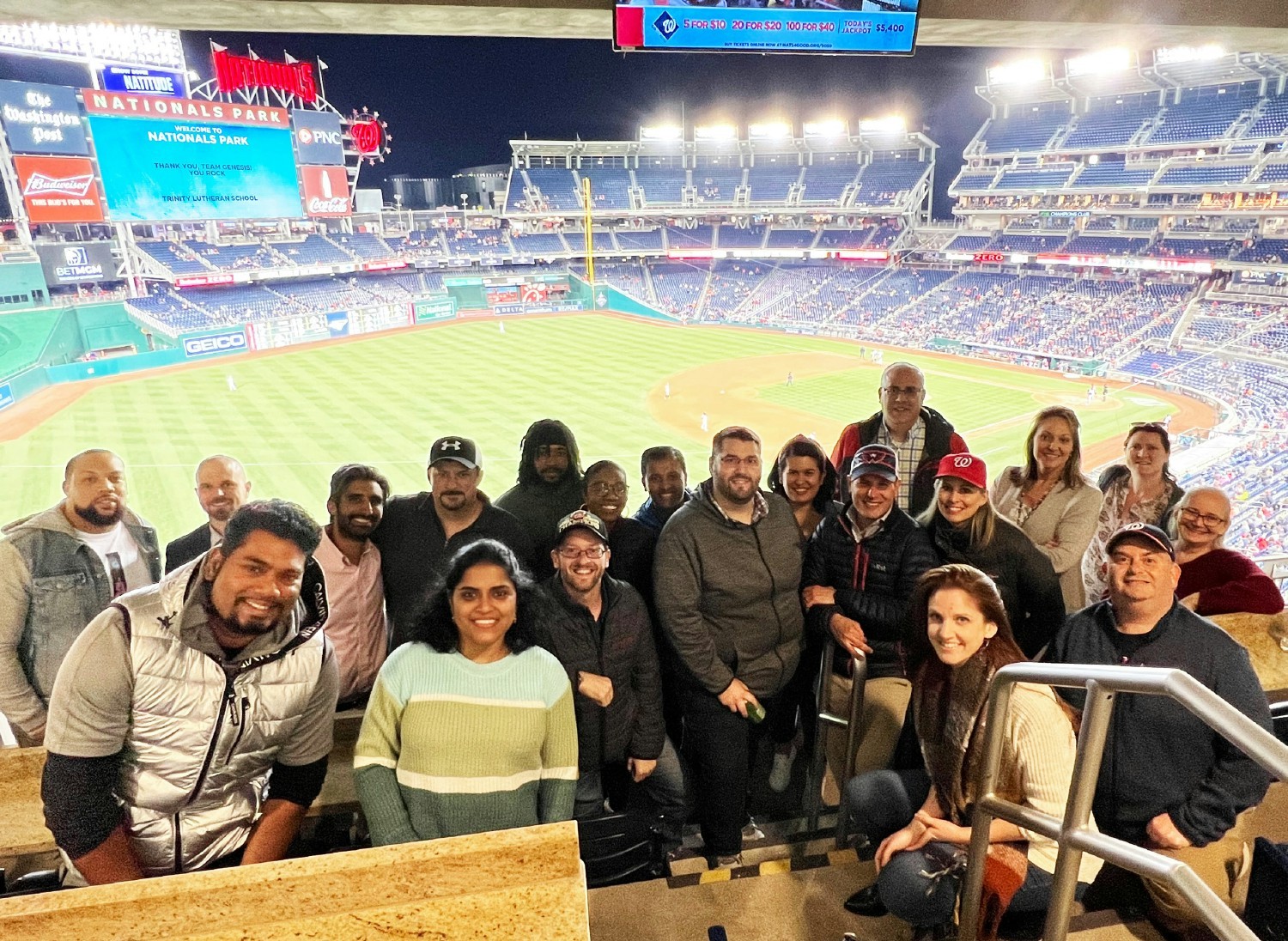Work hard, play hard! Some of our US-based Genesis team members enjoy a night out at Nationals Park in Washington, DC.