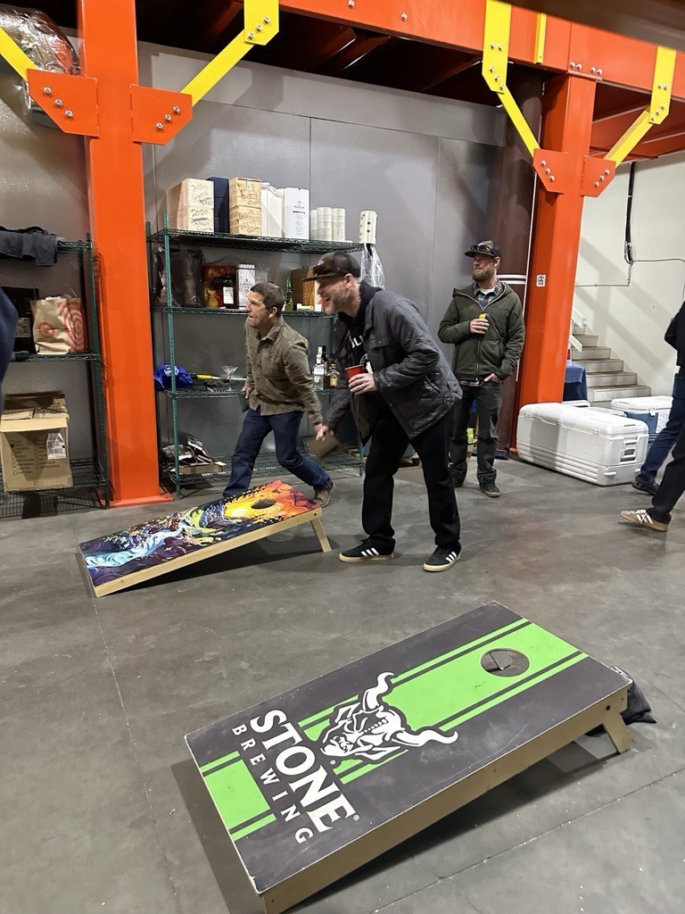 Employees having friendly competition at our annual employee party. 