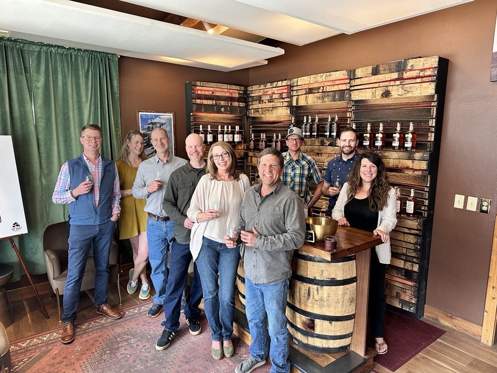 Our leadership team attending a whiskey tasting. 