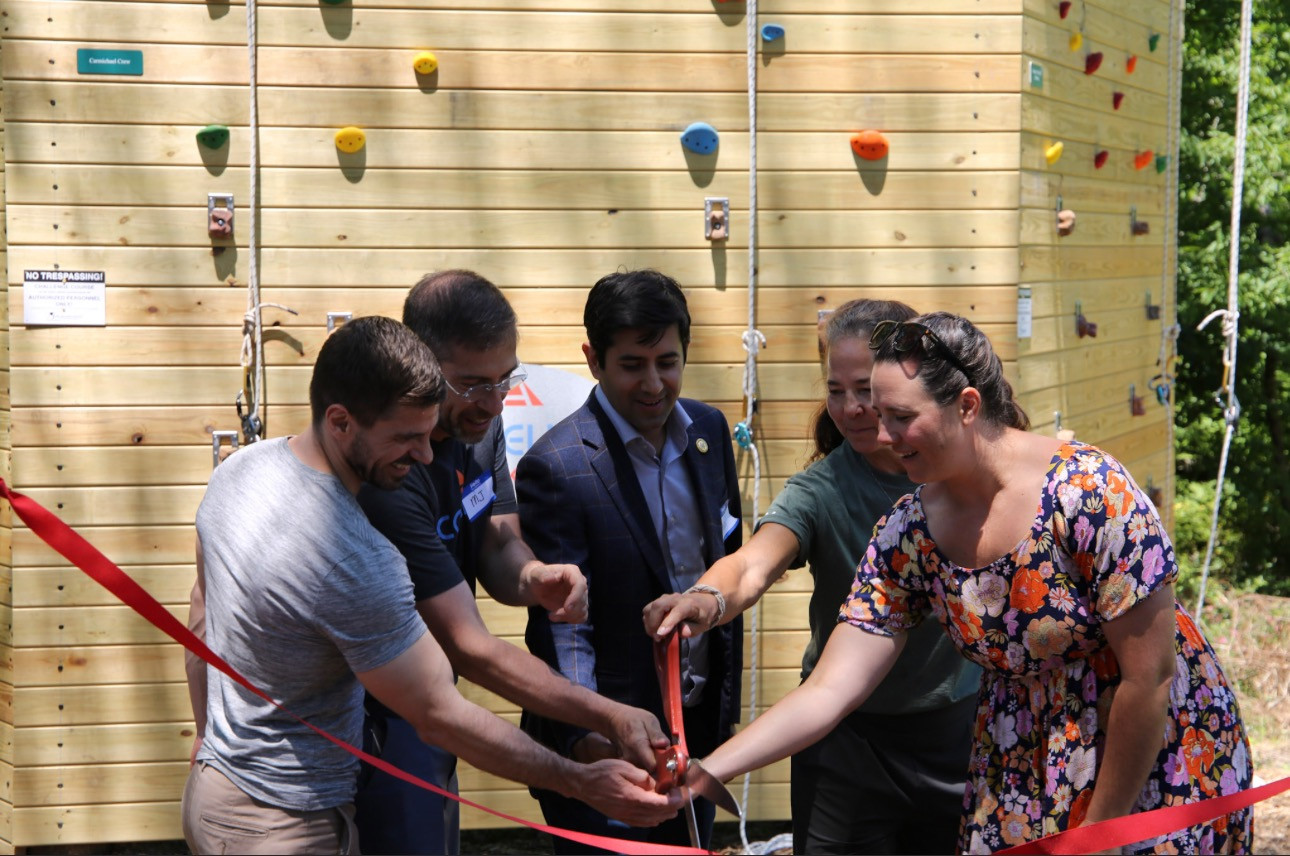 Ribbon Cutting Ceremony for Accelion rock wall