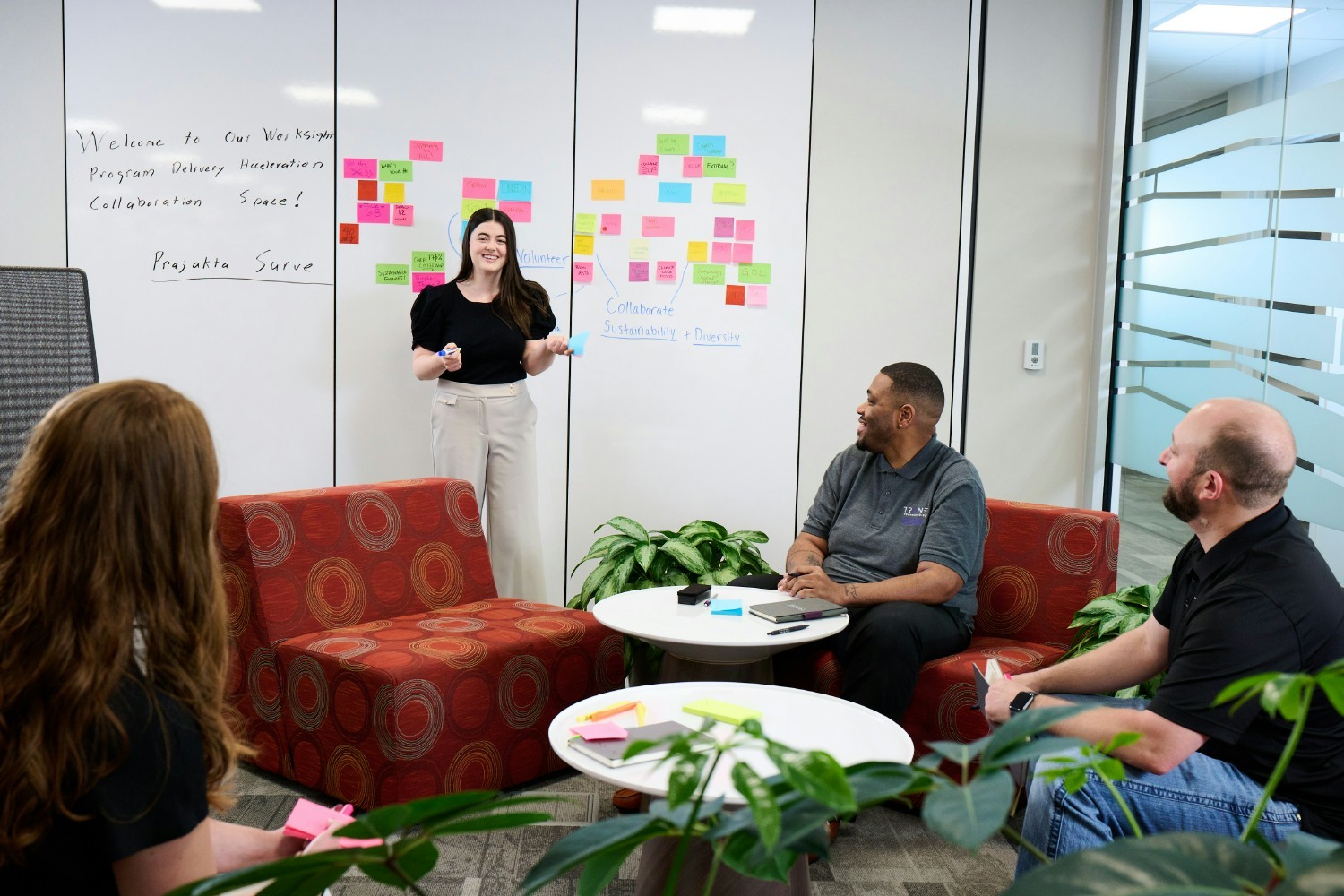 Trane Technologies employees take part in a brainstorming session