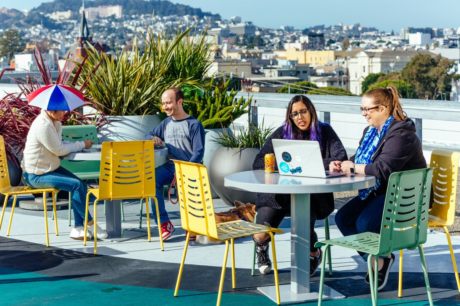 NextRoll's San Francisco headquarters boasts a rooftop patio where Rollers can work and hang out with coworkers. 