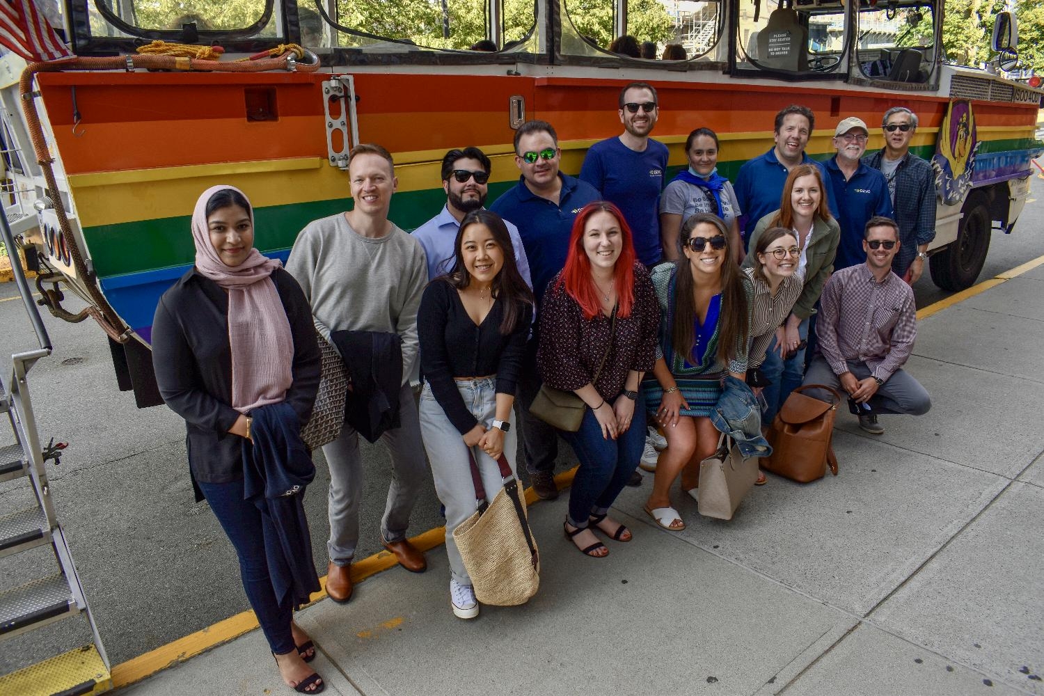 The Devo marketing team embarking on a ride on Boston's famous Duck Boats