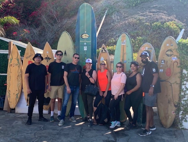 The admin team took a paid day off work for a company sponsored team building at Malibu Paradise Cove. 