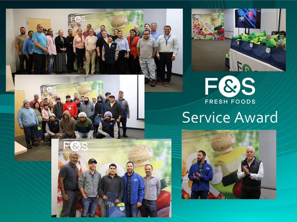 Service awards celebrating employees with 5–35 years of service, recognizing dedication and honoring their contributions