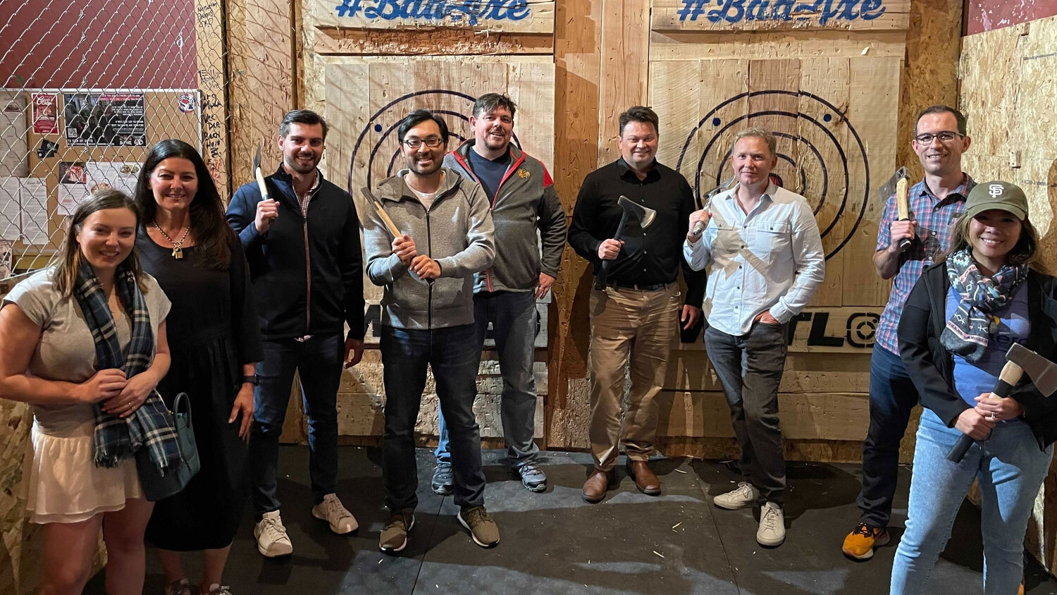Axe-throwing at the leadership offsite in California. 