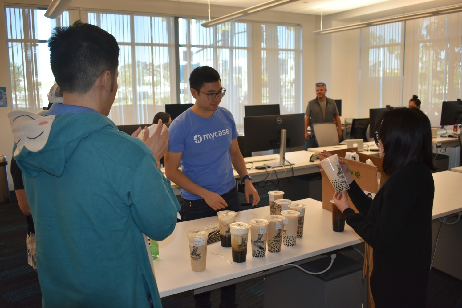 The San Diego office (HQ) team is very serious about their love for boba. 