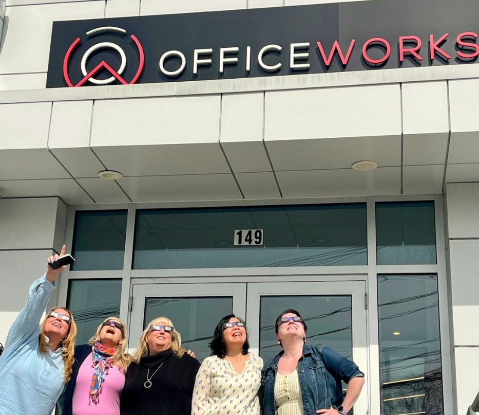 Officeworks offices taking a few moments out of the work day celebrated the Solar Eclipse with a Solar Eclipse party.