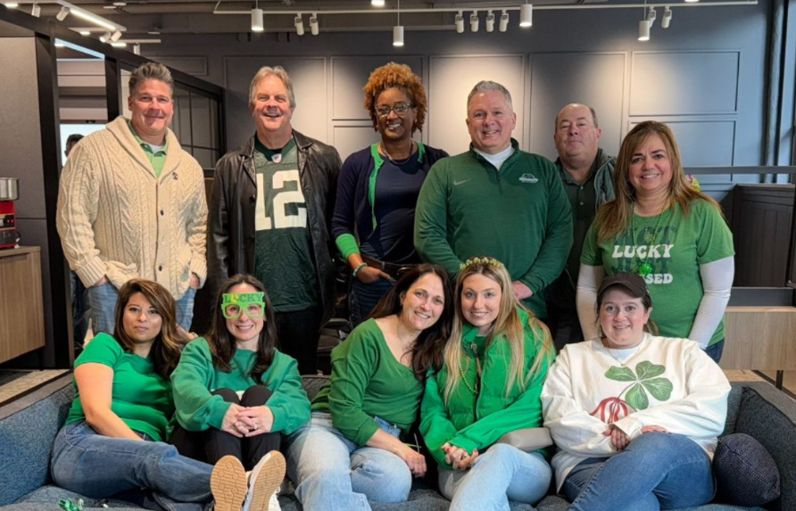 OWNJ team members at the 2025 Morris County St Patrick's Day Parade party at the NJ office