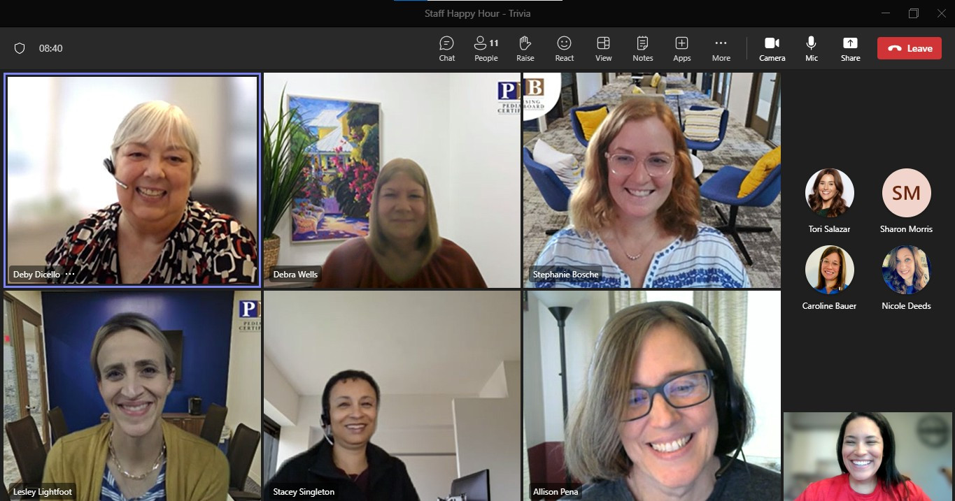 PNCB staff embracing work-life balance and flexible schedules with online meetings. 