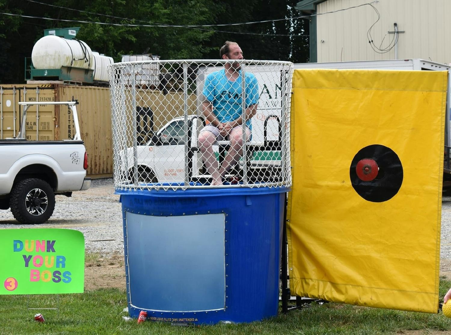 We rent a dunk tank and play Dunk Your Boss. Supervisors, Managers, the VP and Owner all take turns in the tank. 