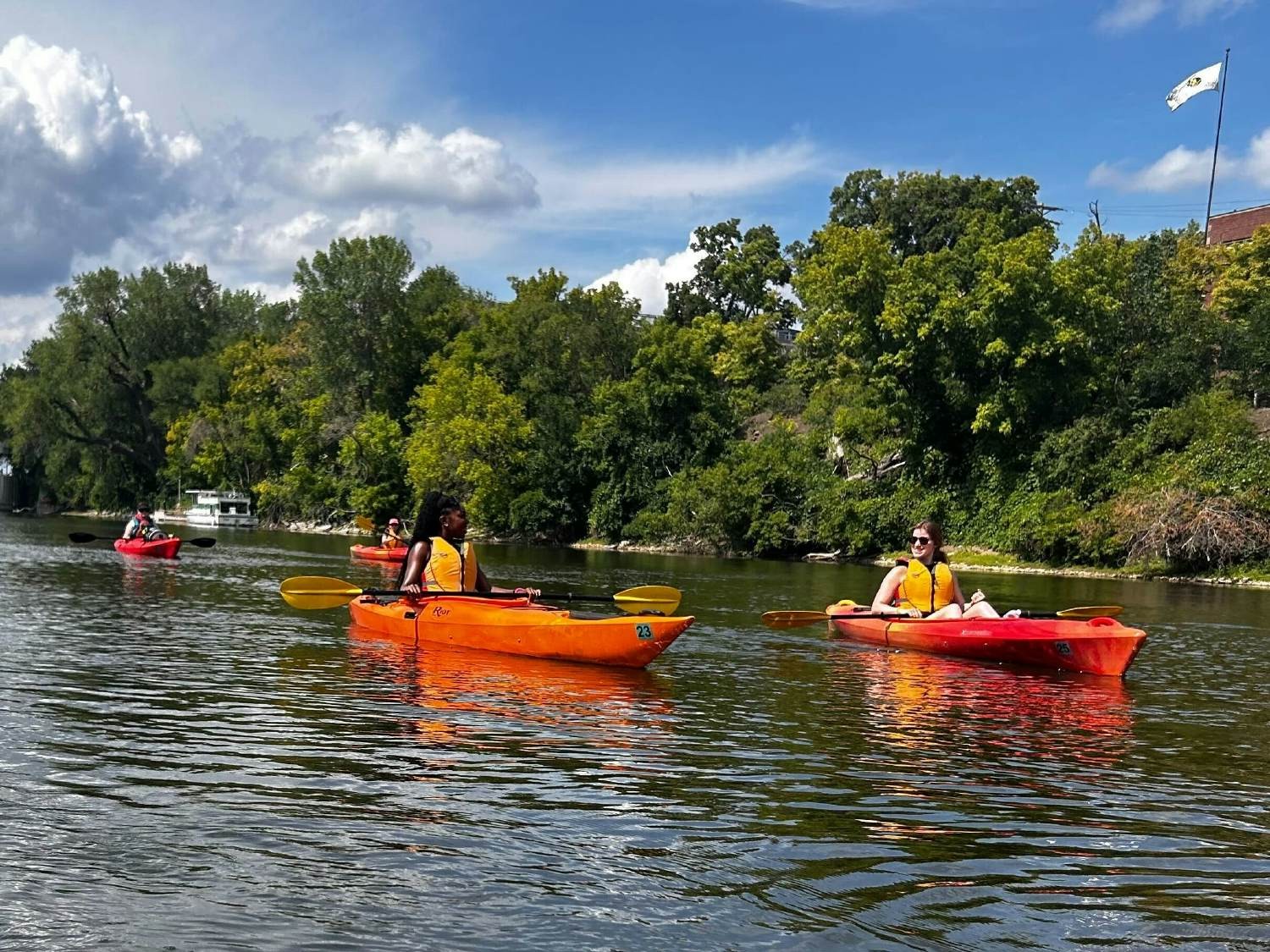 Staff members kayaking post-retreat in Minnesota.