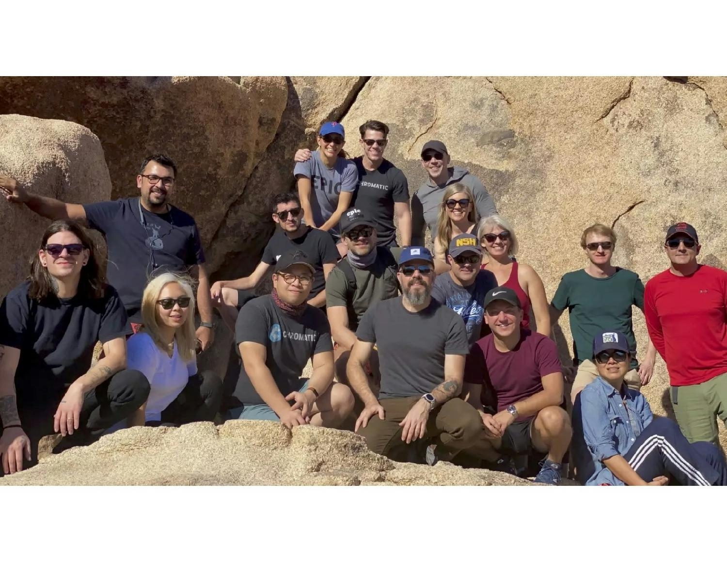 The Chromatic team hiking at Joshua Tree National Park, 2019.