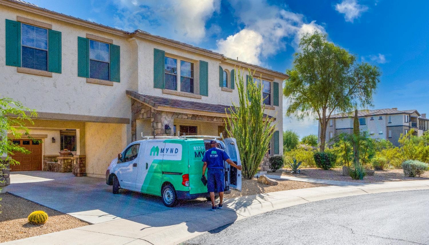 A Mynd employee working at one of the properties. 