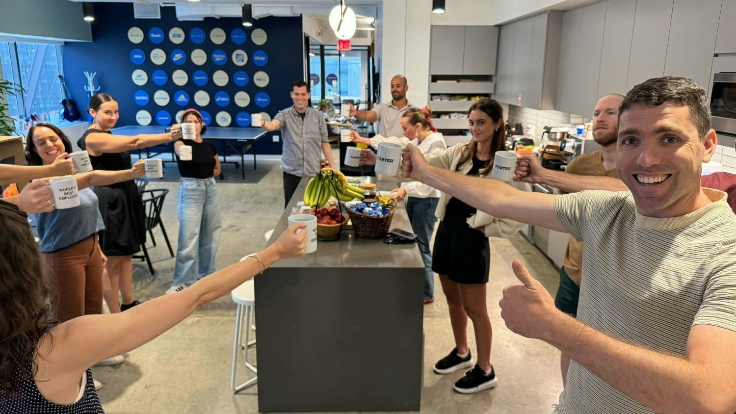 Office Olympics - who could up the mug the longest?
