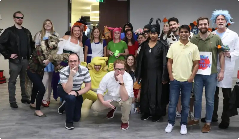 Pathwire employees at Halloween party 