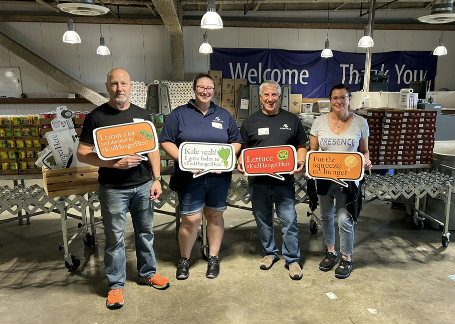 Some of our East team members volunteering at a local food bank