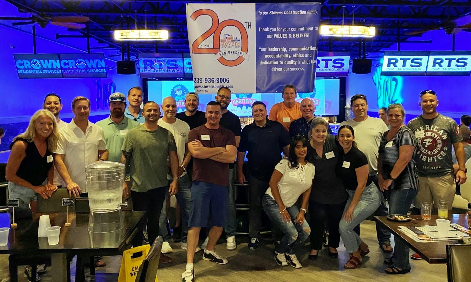 Stevens Construction team celebrating 20 years!