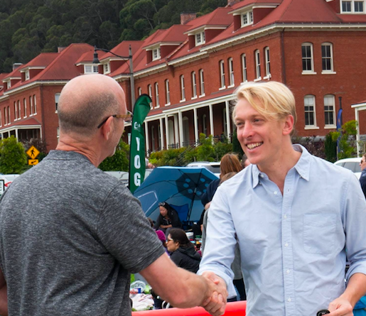 Our CEO, Kai Stinchcombe, meeting up with a True Link team member at a picnic in San Francisco