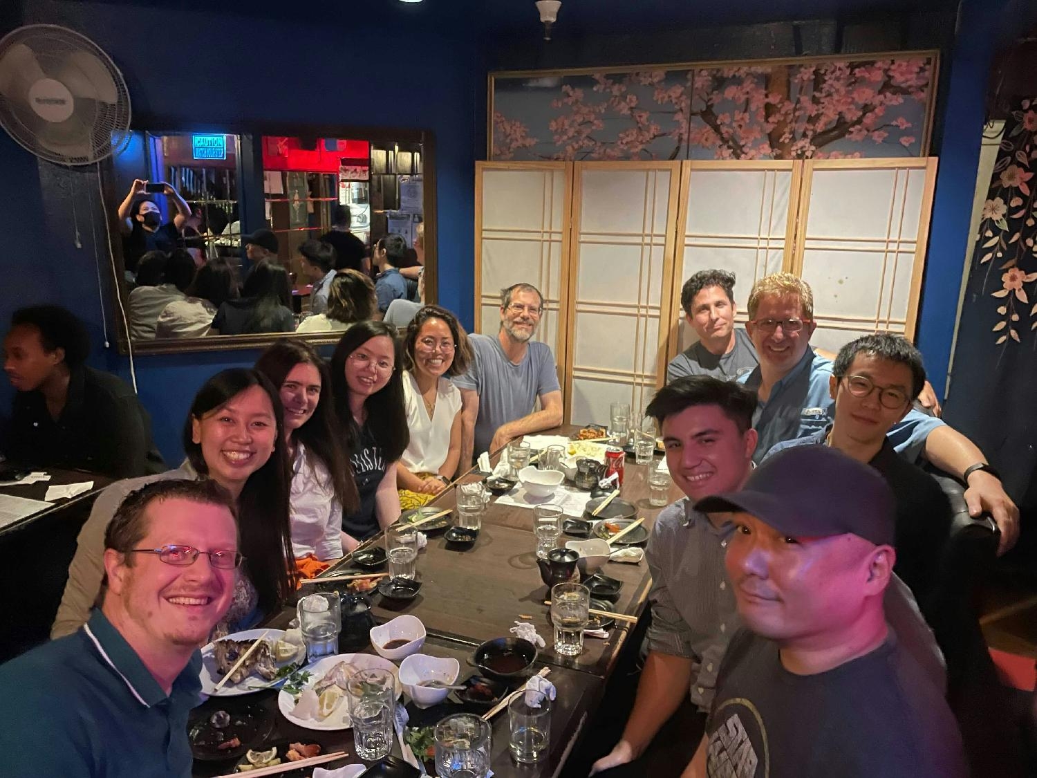 Recent team dinner in a COVID-safe environment, celebrating a coworkers birthday and our newest hire
