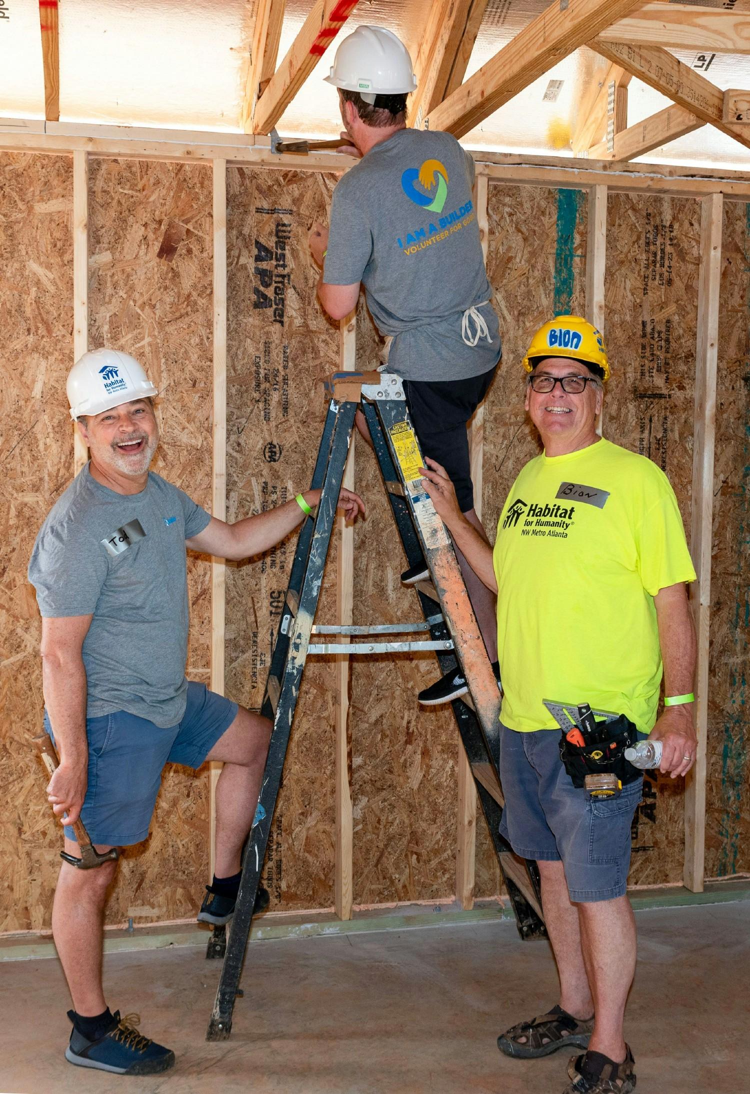 Todd Campbell, Builders Group President and CEO, working hard with the Builders Team at the Habitat for Humanity Build.