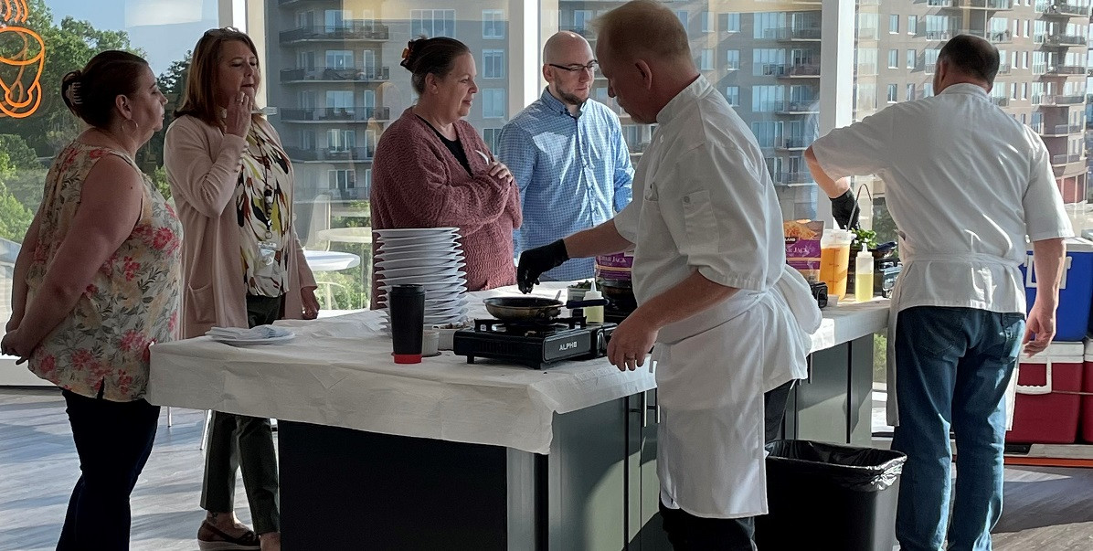 Our Employees enjoying an excellent omelet breakfast made by Chef Chip!