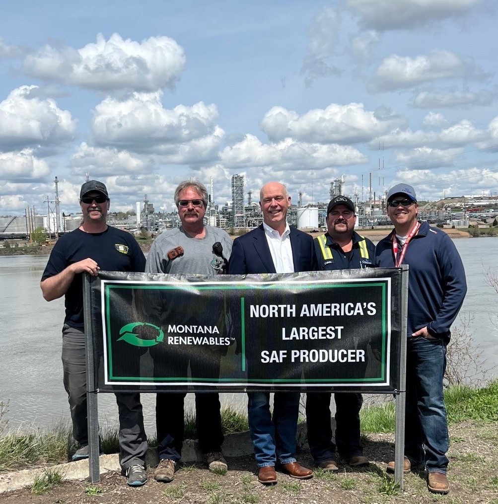 Team members stand with Montana Governor Greg Gianforte as we celebrated our first delivery of SAF to Shell.